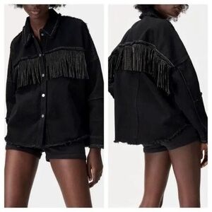 zara fringe embellished jacket